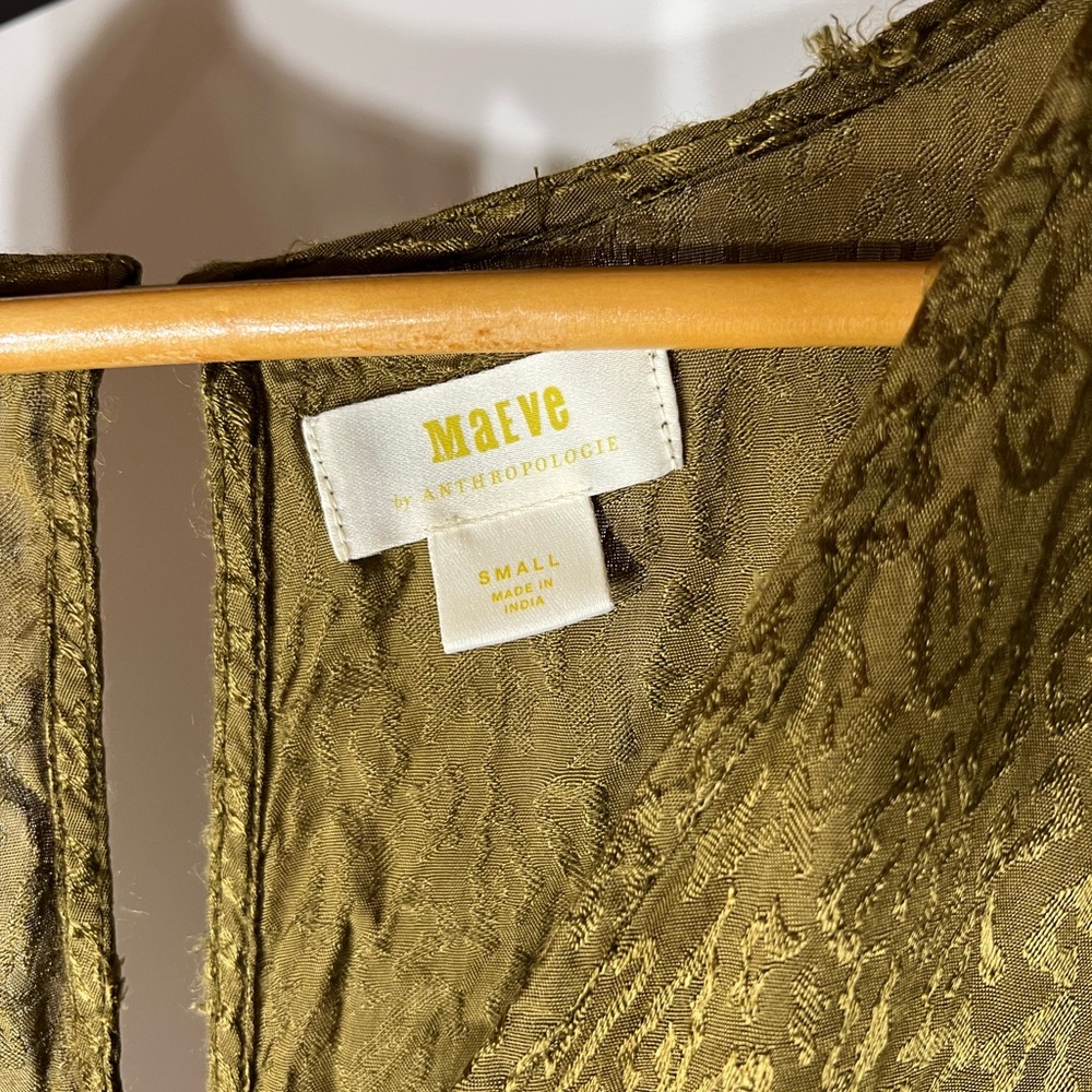 Anthropologie Maeve Olive Jacqueline Jacquard Jumpsuit - Picture 3 of 7